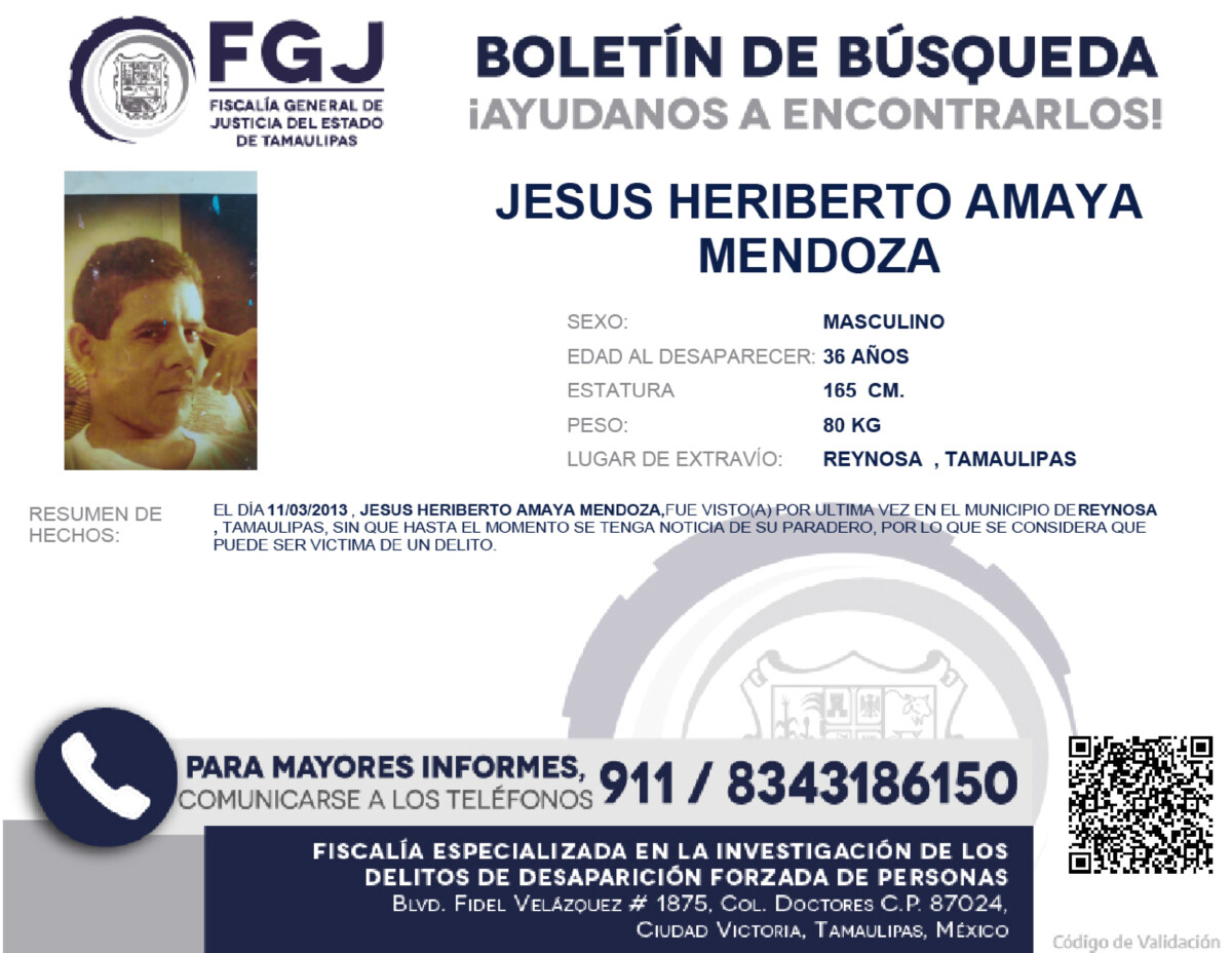 Boletín de Búsqueda Jesús Heriberto