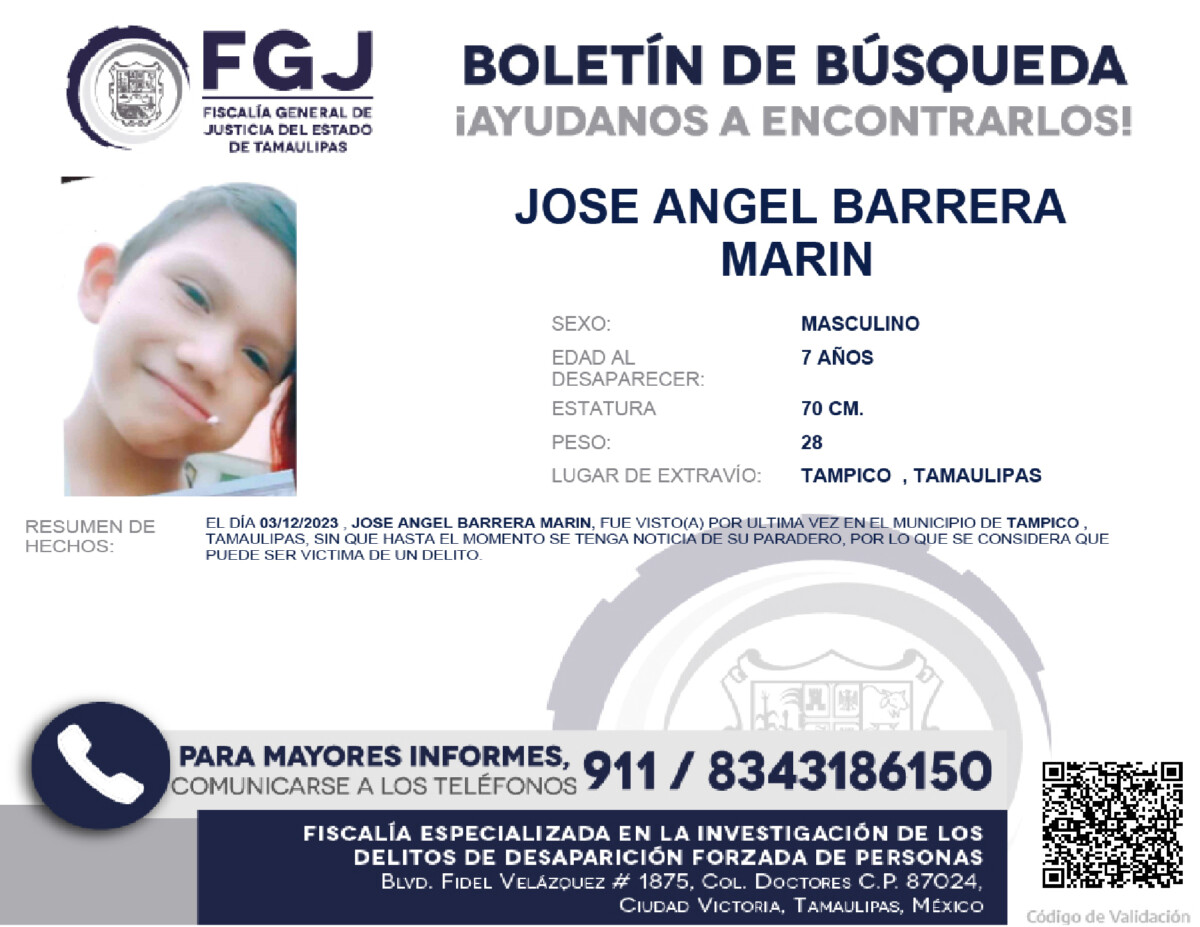 Boletín de Búsqueda Jose Angel Barrera