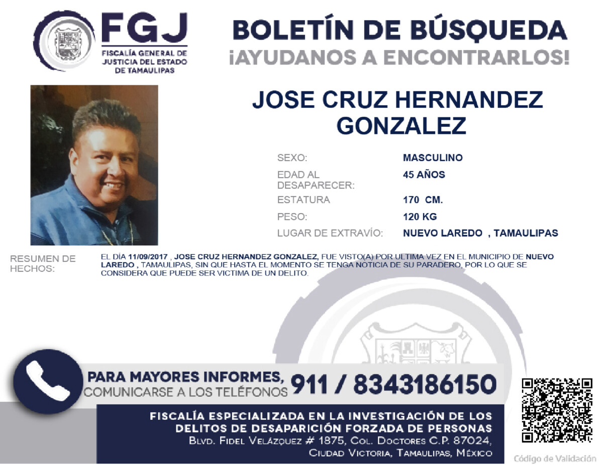 Boletín de Búsqueda Jose Cruz