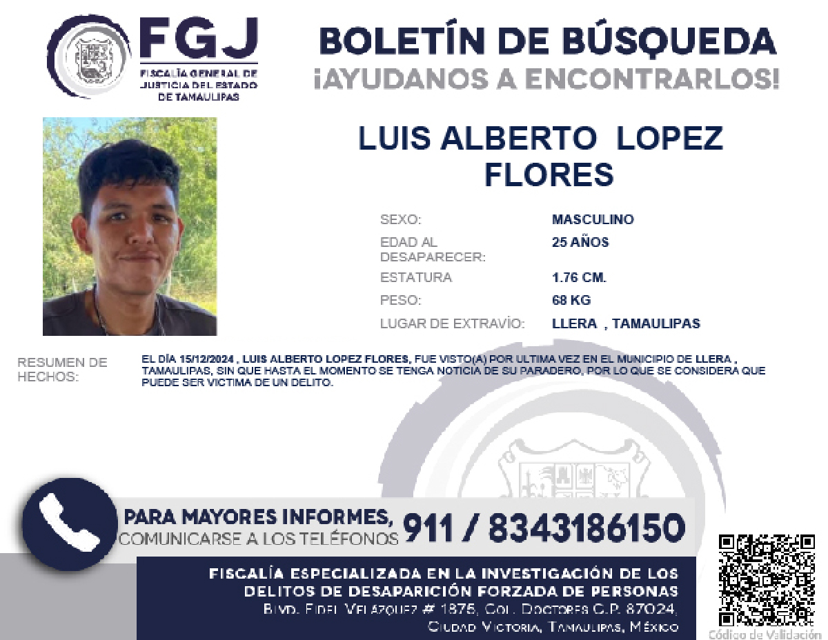 Boletín de Búsqueda Luis Alberto